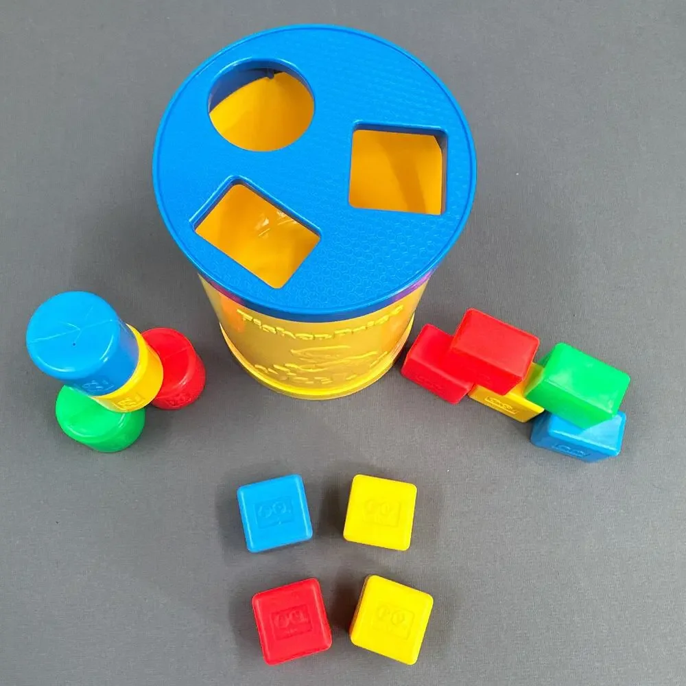 VTG 70s Fisher Price Babys First Blocks Toddler Shape Sorter Toy 13 blocks USA